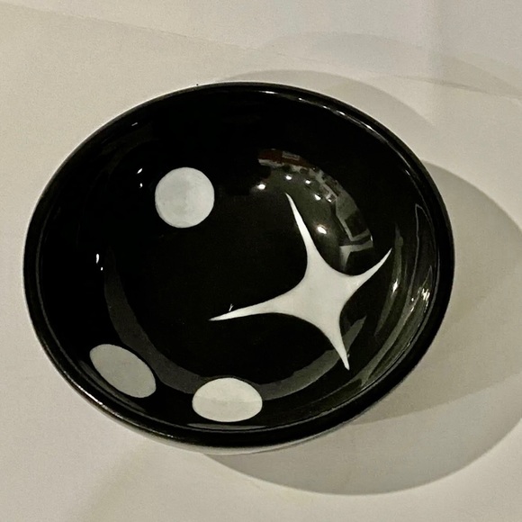 Clay Art Black and White MCM Vintage Signed Handmade Bowl Star Retro Serving - Picture 1 of 3